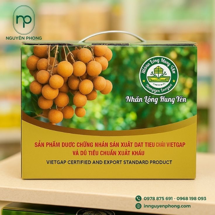 Mẫu thùng carton đựng nhãn thiết kế quai cầm